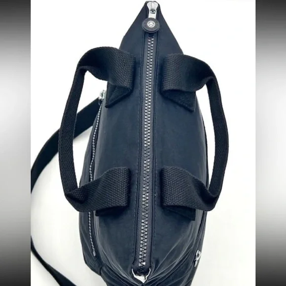 Kipling Eleva Convertible Tote Crossbody Black Nylon Bag w/  Monkey Charm - Picture 10 of 13